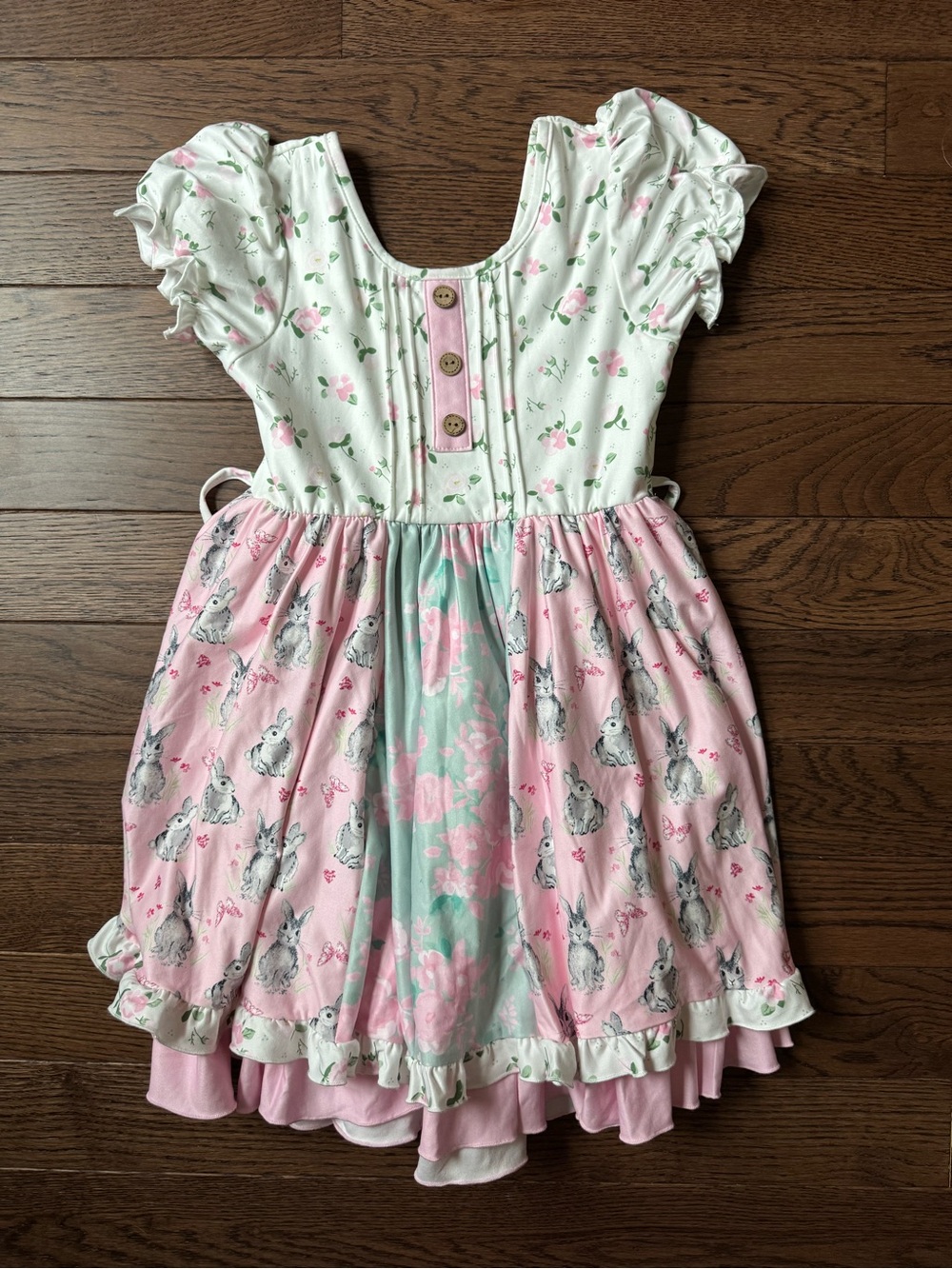 cheeky plum Pink and White Bunny Floral Dress